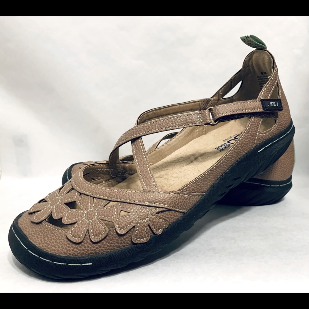 JBU Jambu Women's Sz 9 Wildflower Taupe Vegan Leather Shoes Comfort Memory Foam